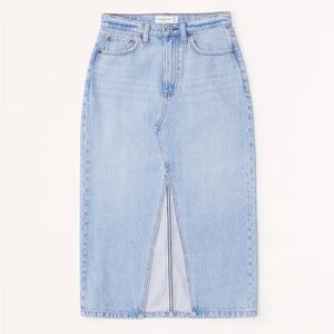NWT Abercrombie & Fitch Blue Light Wash Denim Midi Skirt Size 16